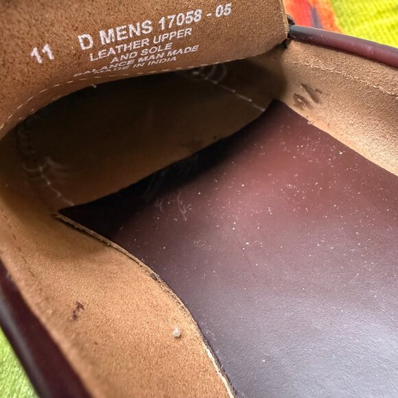 Florsheim Mens Size 11D Burgundy Leather Berkley Slip-On Penny Loafers - Picture 4 of 10